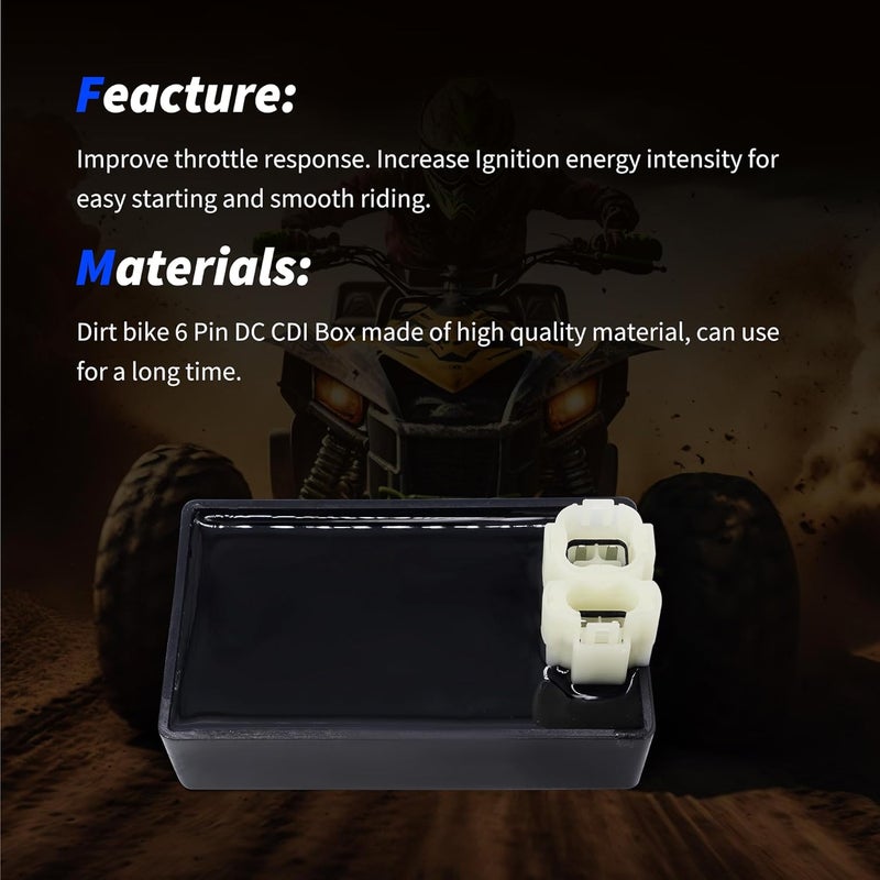 OXCANO 6 Pin DC CDI Box Replacement for GY6 49cc 50cc 90cc 125cc 150cc 200cc 250cc Roketa Taotao Jonway Eton Mopeds Scooters Go Karts Dune Buggy Motorcycle 4 Wheeler Quad Bikes Parts - Image 2